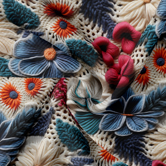 Floral Bullet Textured Fabric AA1928 flowers Embroidery