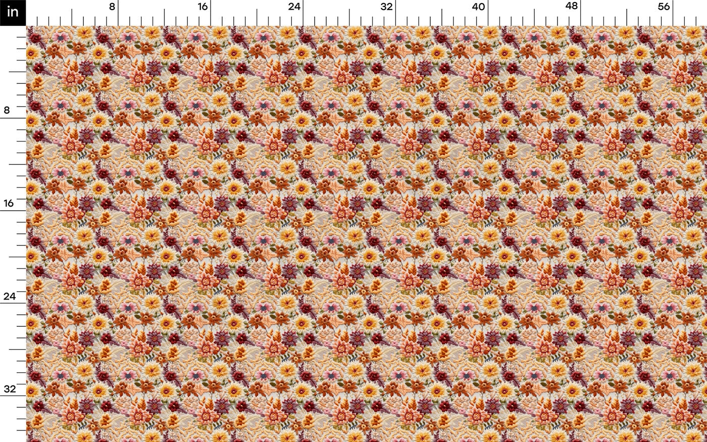 Floral Flowers Bullet Textured Fabric AA1933 Embroidery