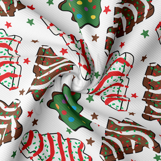 Christmas Cakes Rib Knit Fabric RBK1974