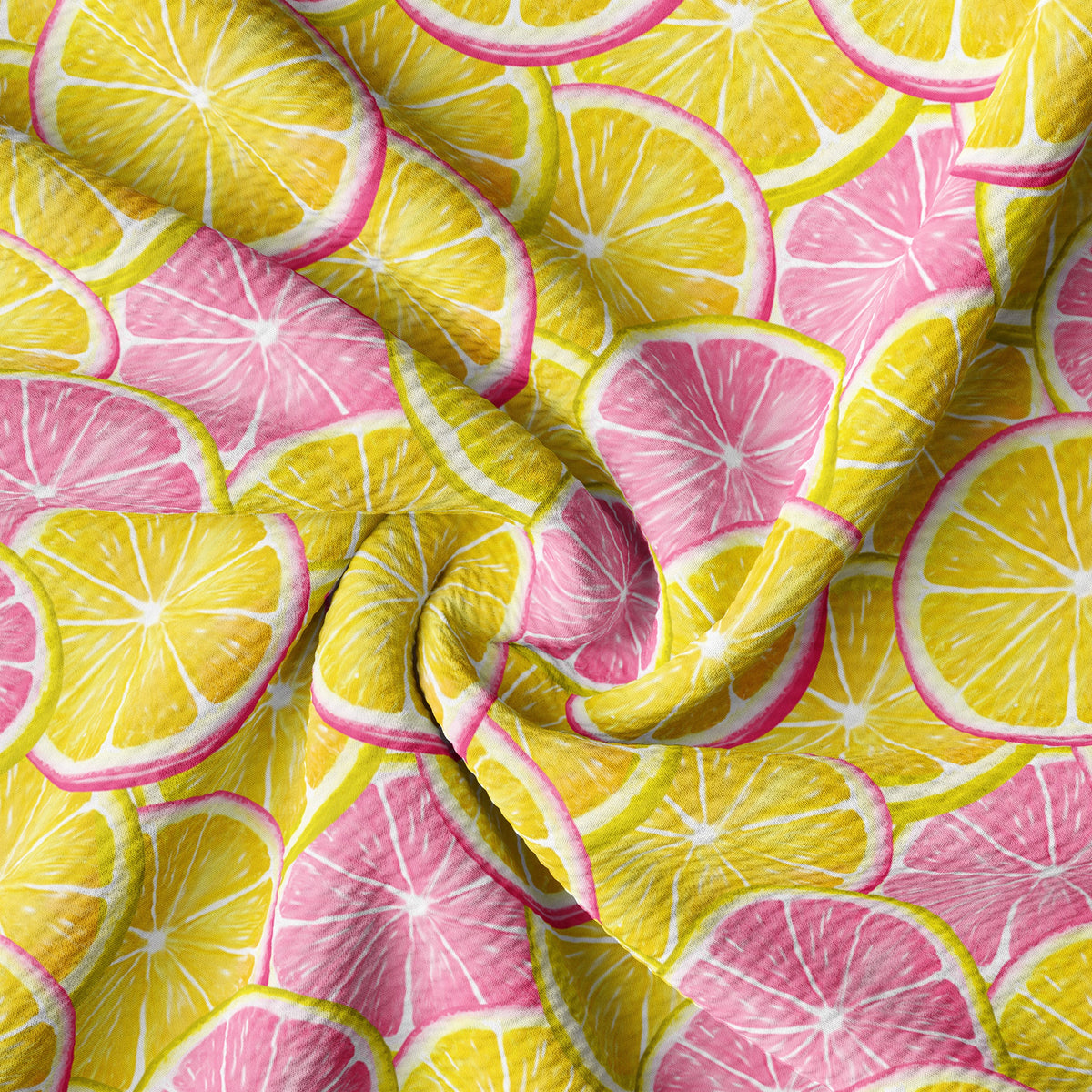 Lemon Printed Liverpool Bullet Textured Fabric by the yard 4 Way Stretch Solid Strip Thick Liverpool Fabric (Lemon5)