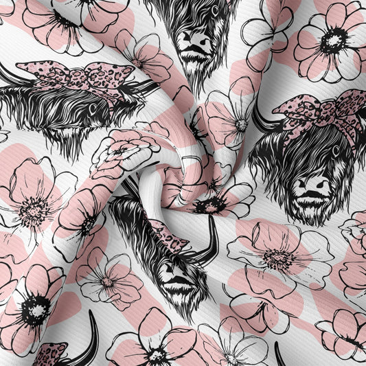 Rib Knit Fabric RBK2571 Highland Cow