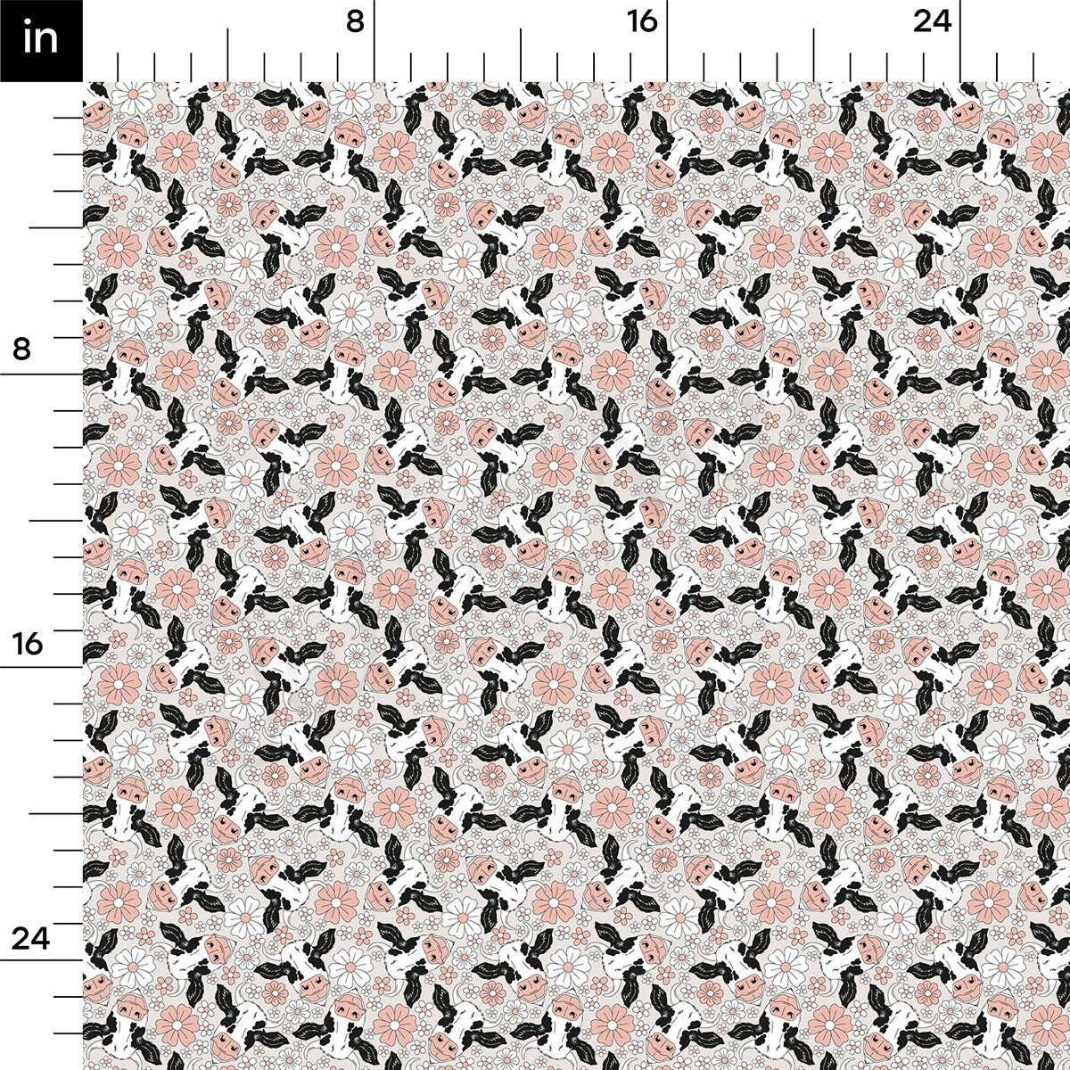 100% Cotton Fabric CTN2600 Boho Cow