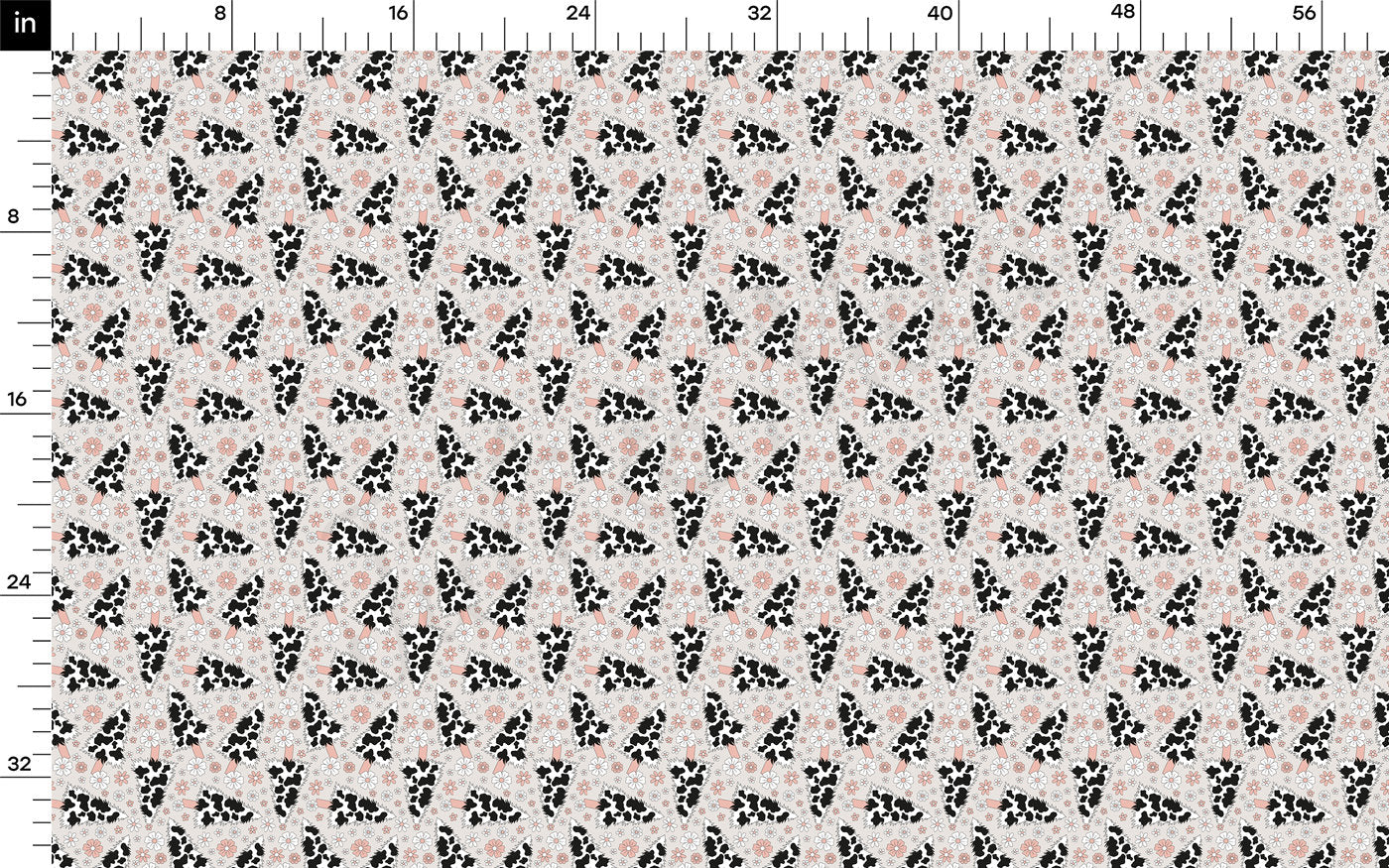 Rib Knit Fabric RBK2605 Cow Christmas