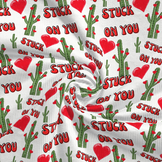 Rib Knit Fabric RBK2632 Valentine's Day Stuck on You