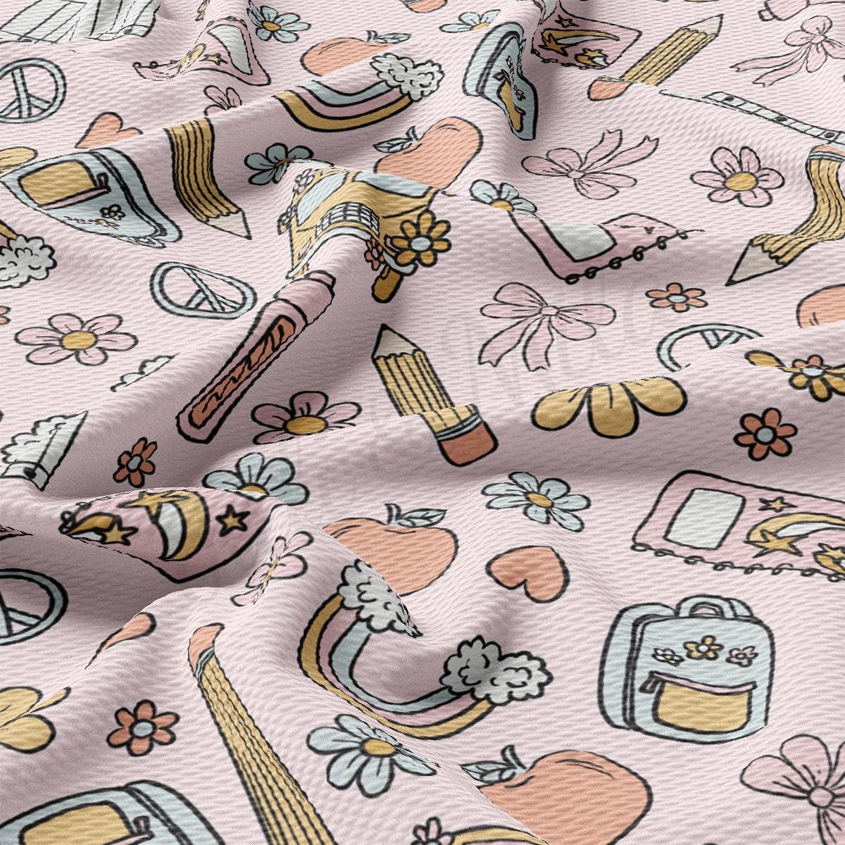 a close up of a pink fabric with a pattern on it