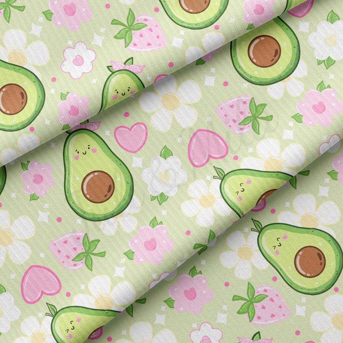 an avocado pattern on a green background