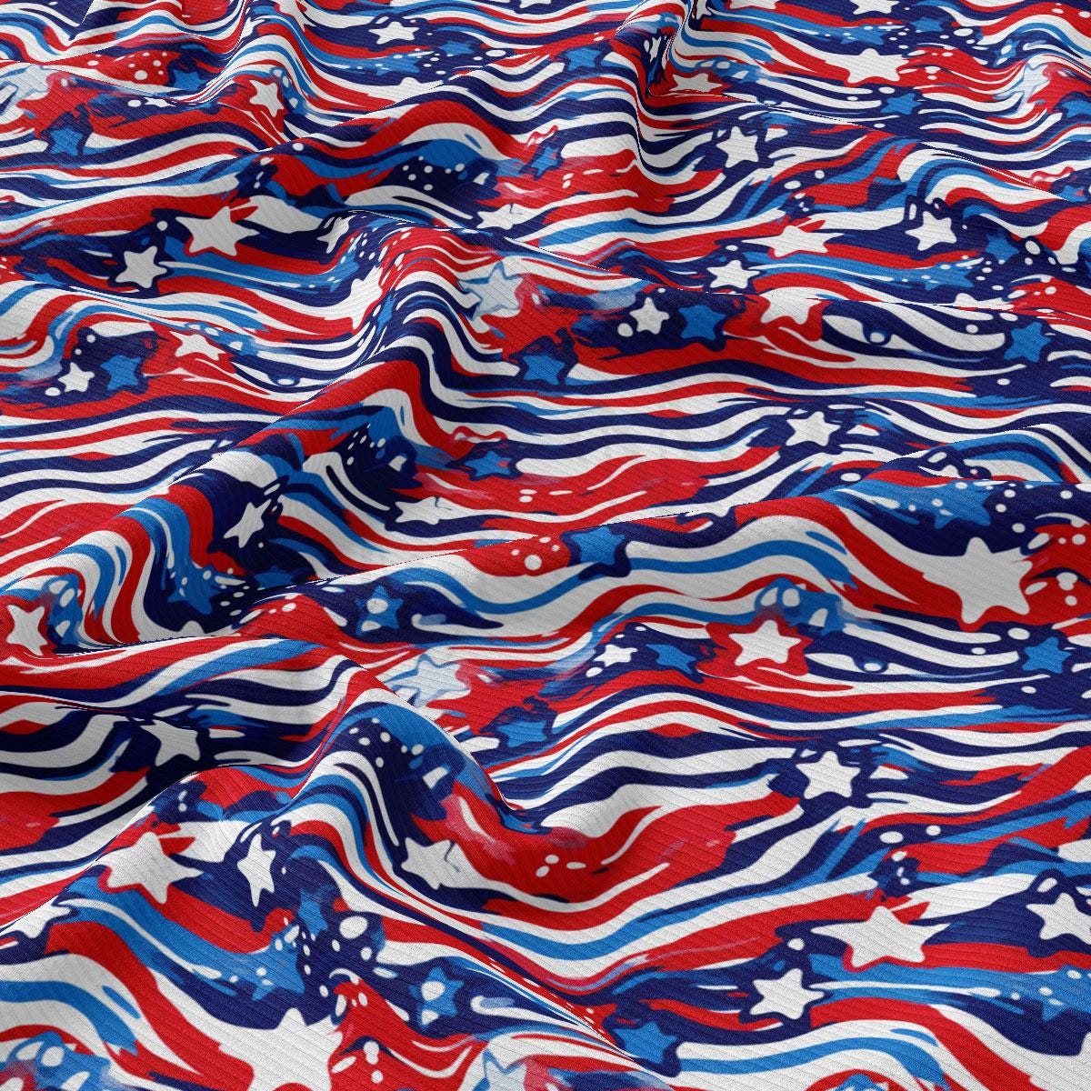 a red, white, and blue fabric with stars and stripes