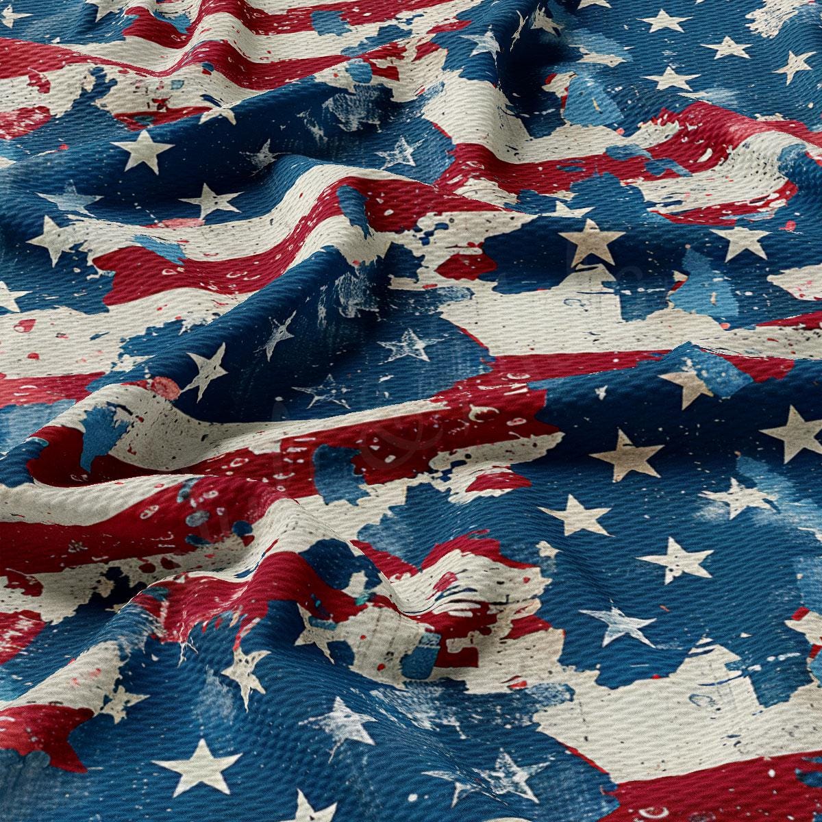 a red, white and blue american flag fabric