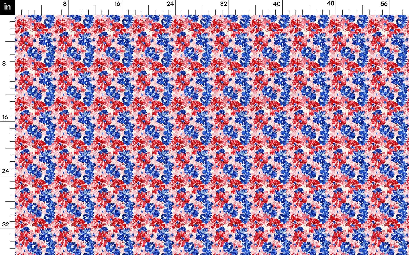 a red, white and blue pattern with a ruler
