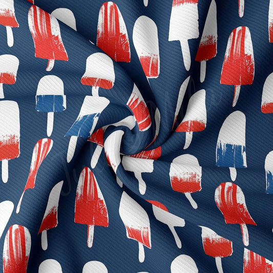 a red, white and blue pattern of ice cream cones