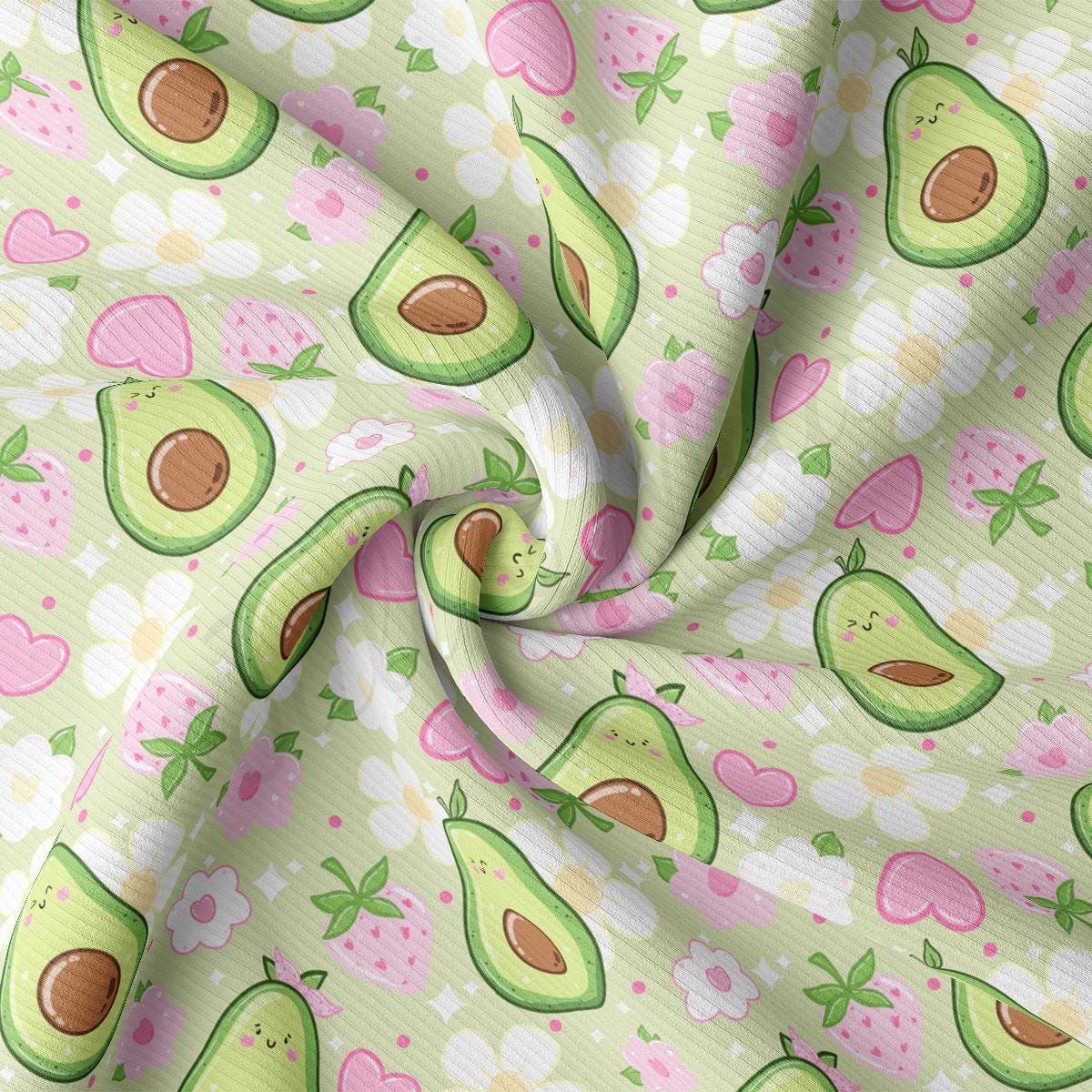 an avocado pattern on a green background