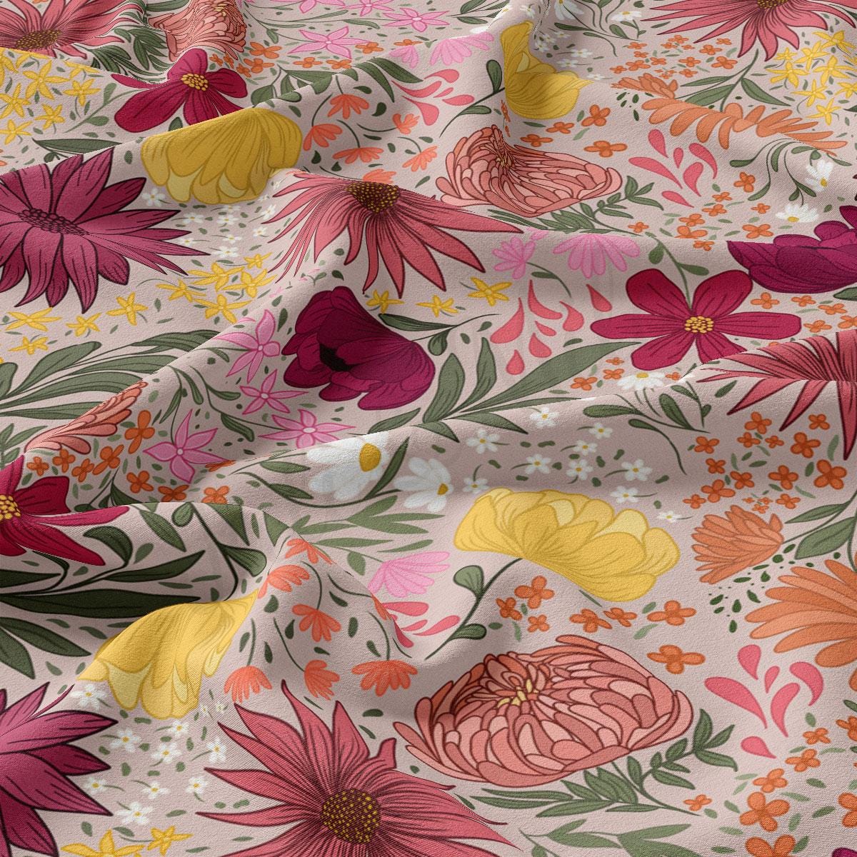 a flowery fabric with many flowers on it