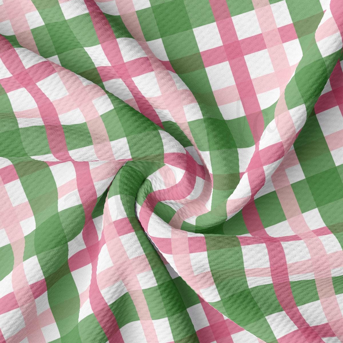 a pink and green checkered fabric