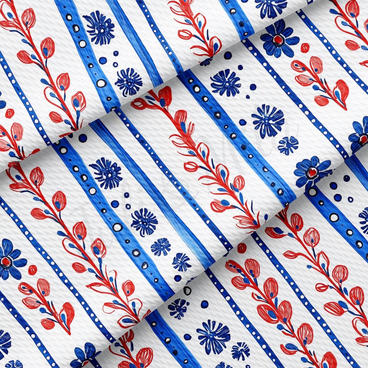 a close up of a red, white and blue pattern