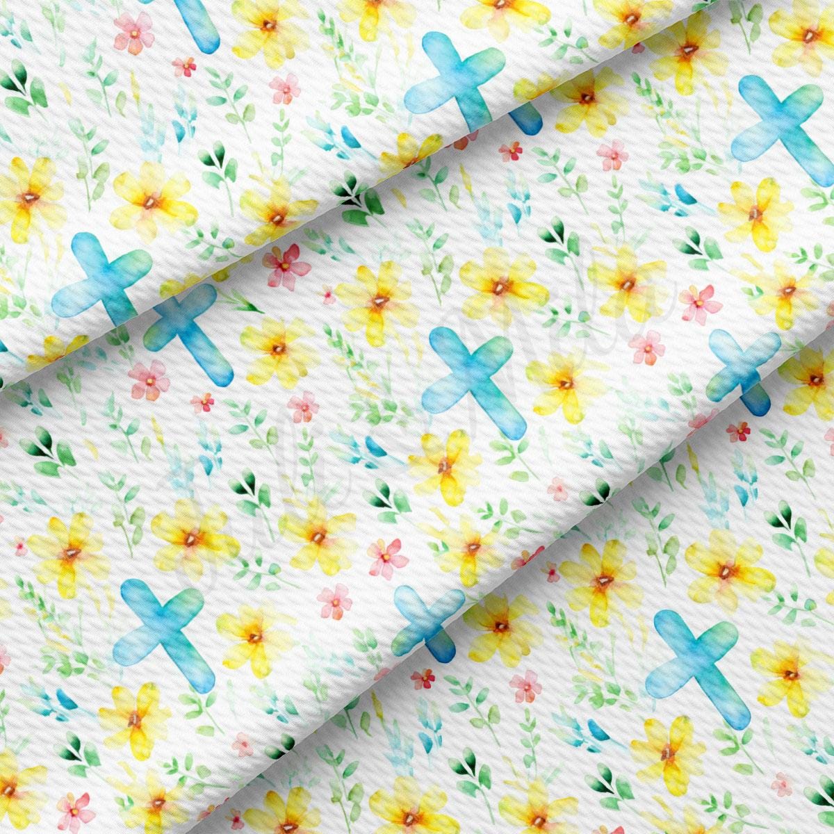 a white background with colorful flowers and a blue cross on it