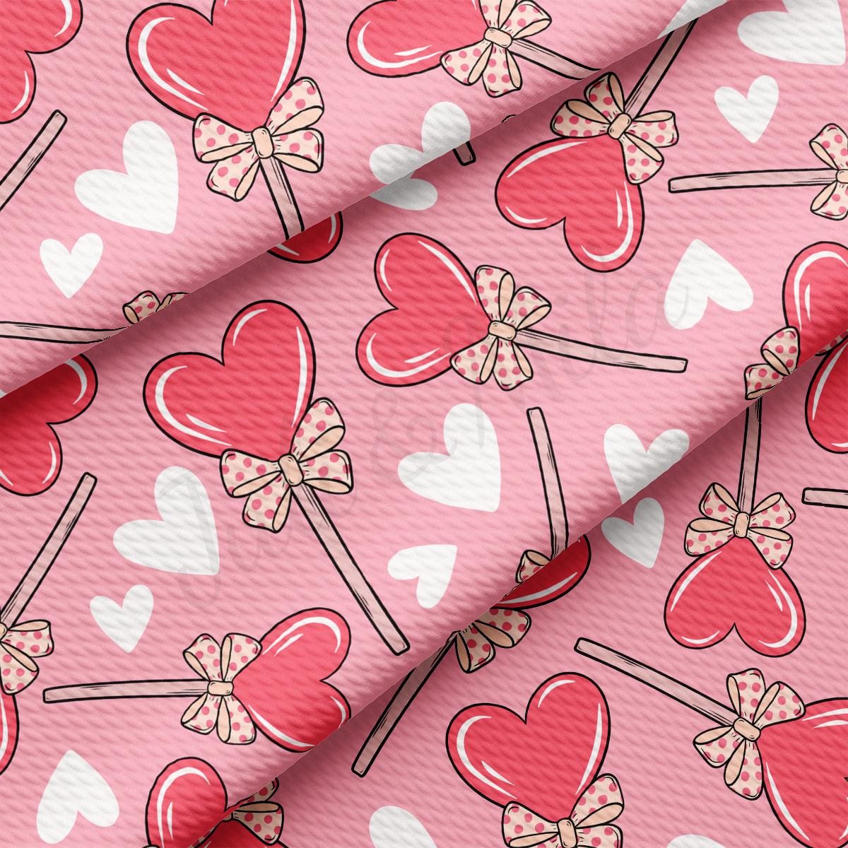 a pink background with hearts and lollipops