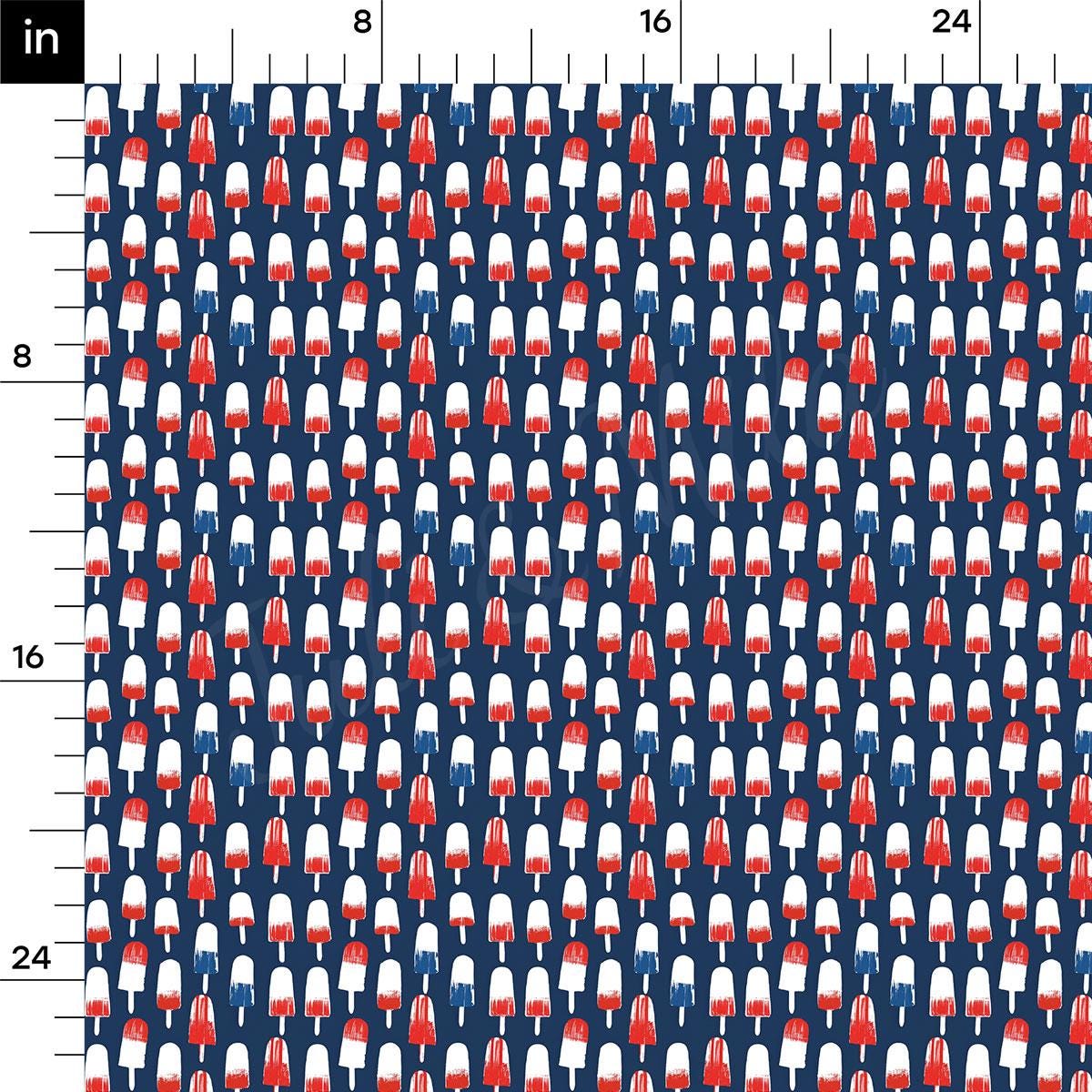 a blue and white pattern with red and white dots