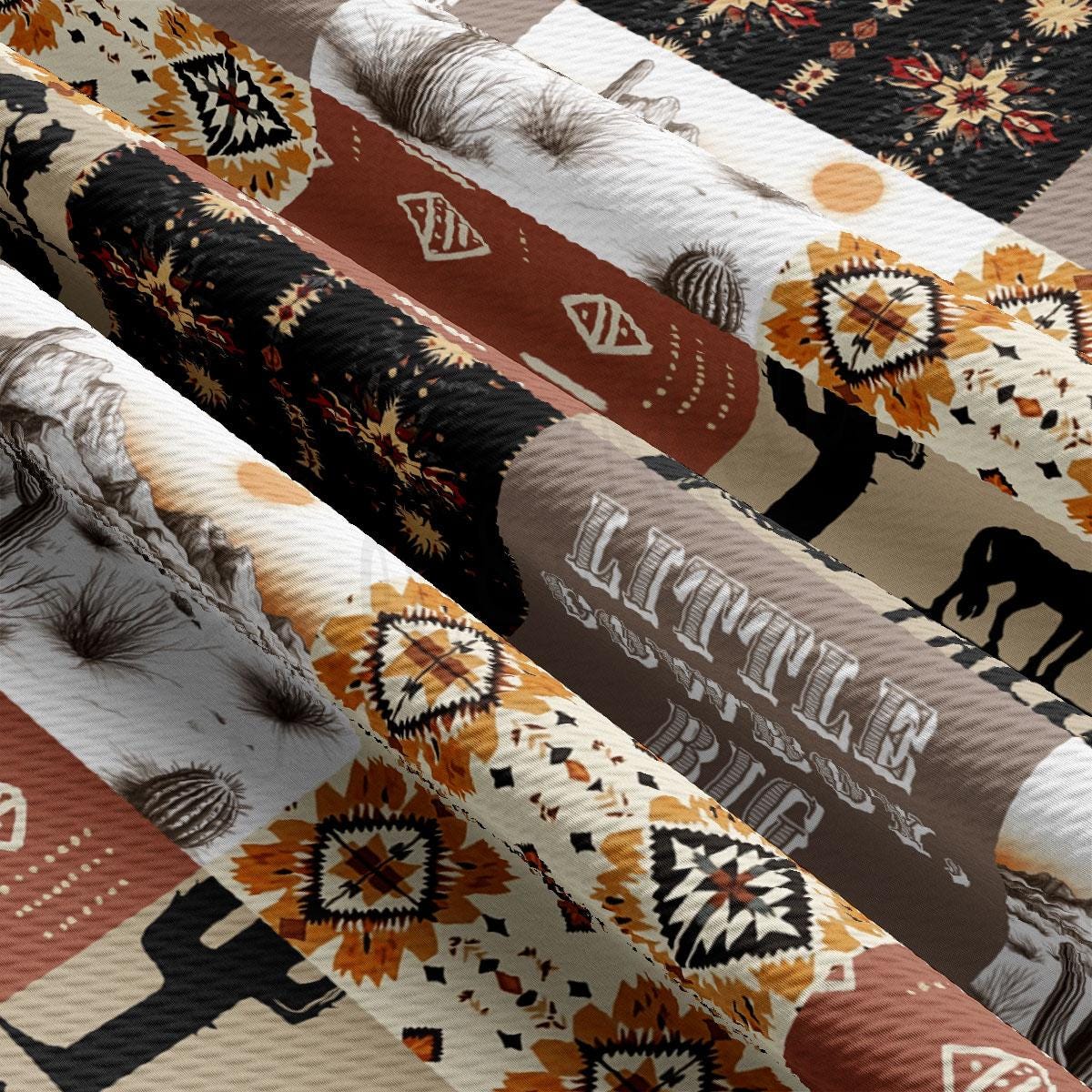 The image is a collage of various patterns and textures, including a desert landscape, cacti, and other elements, creating a visually rich and diverse composition.