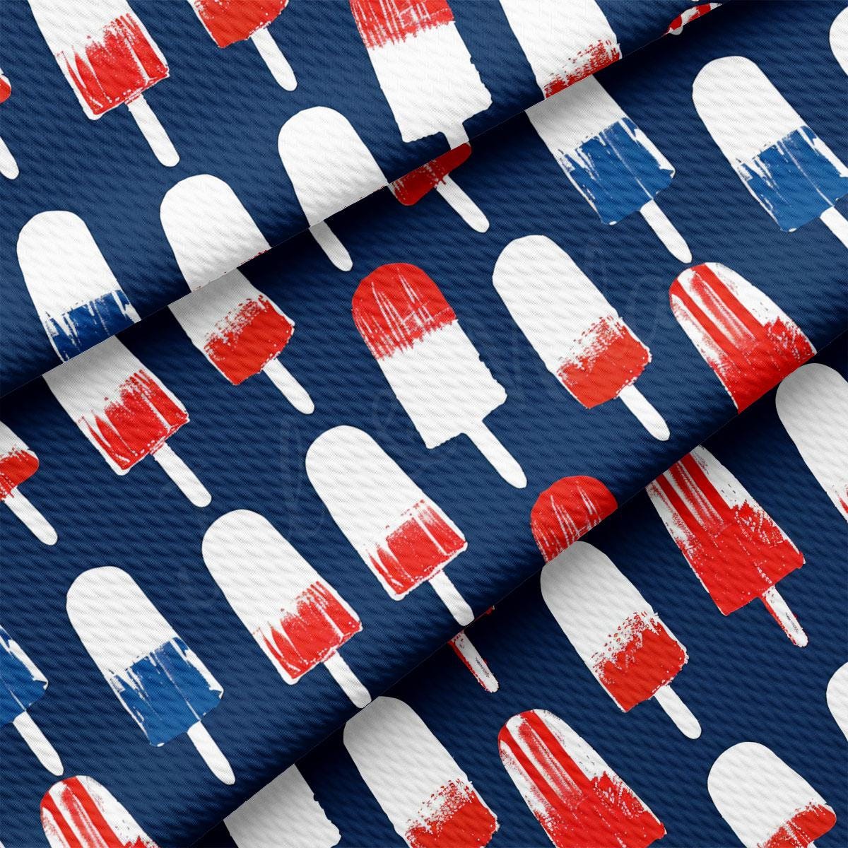a blue background with red, white and blue popsicles