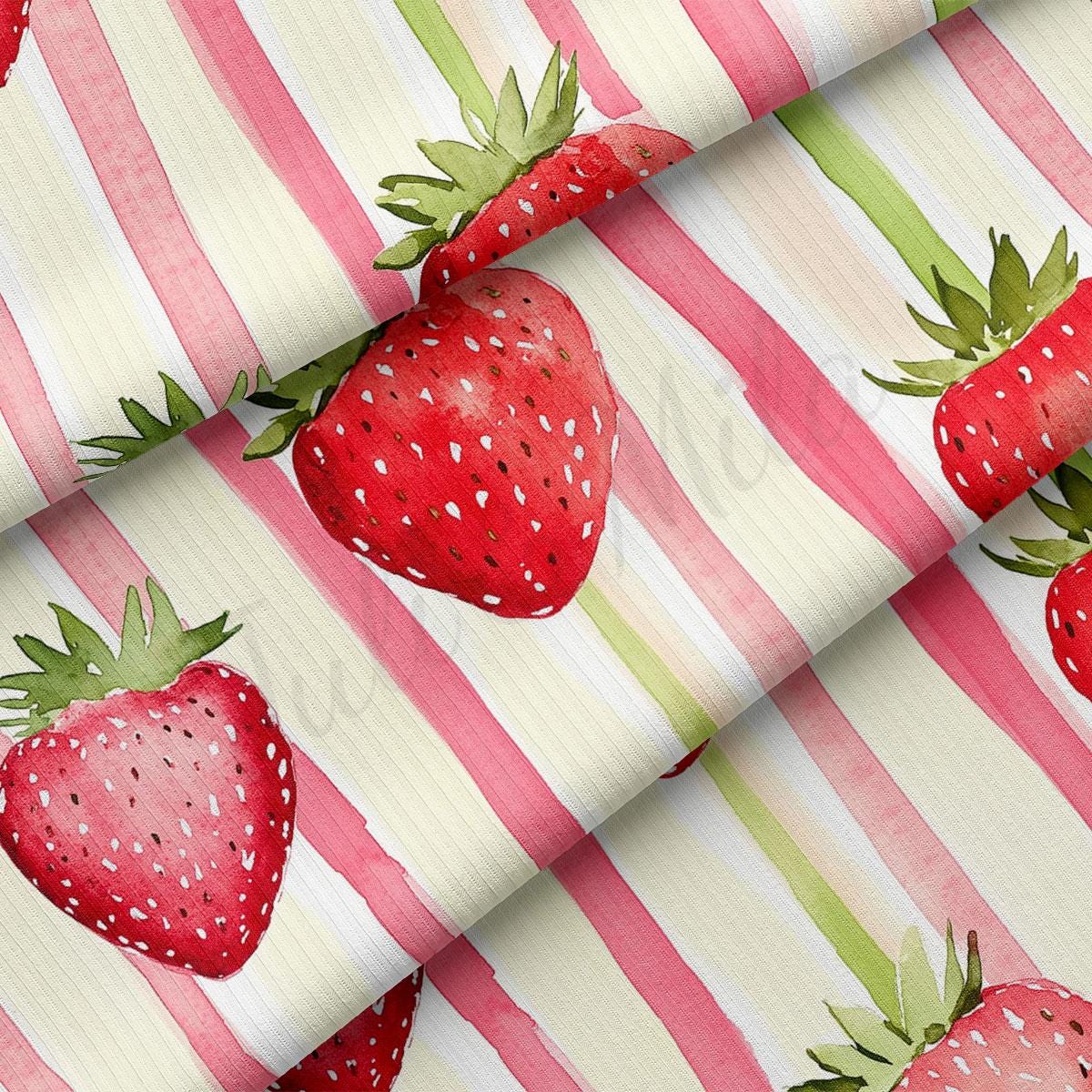 a close up of a fabric with strawberries on it