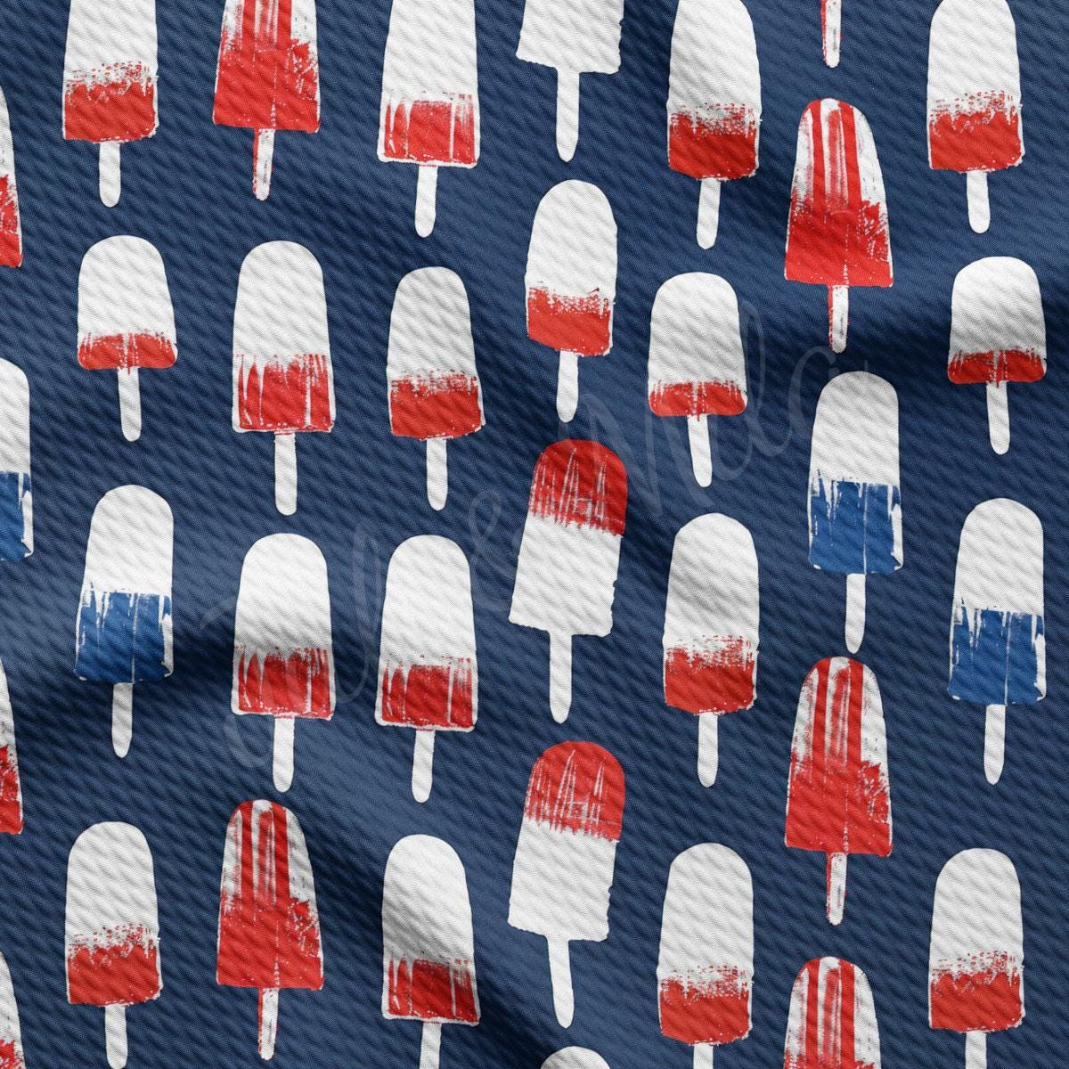 a blue background with red, white and blue popsicles