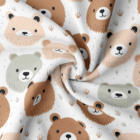 a close up of a fabric with bears on it