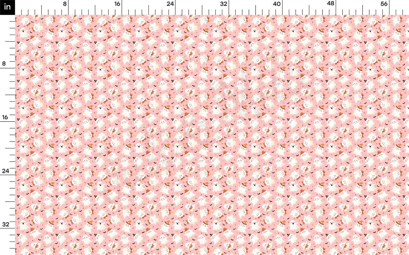The image is a fabric with a repeating pattern of pink and white flowers or leaves. The pattern is composed of small, circular shapes that are evenly spaced, creating a visually cohesive design. The fabric appears to be made of a soft, plush material, suitable for clothing or home decor.