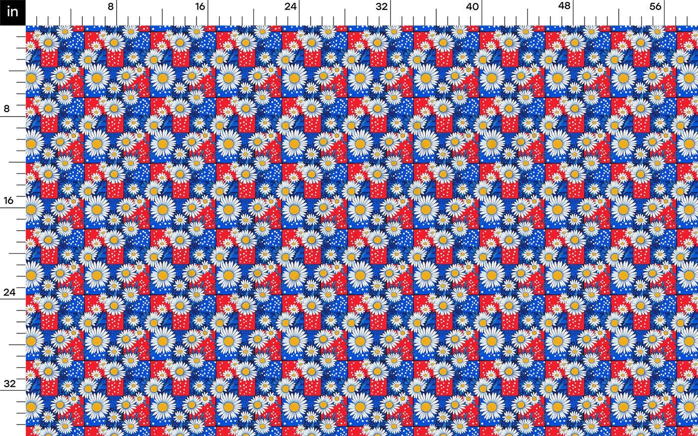 a red, white and blue pattern on a ruler