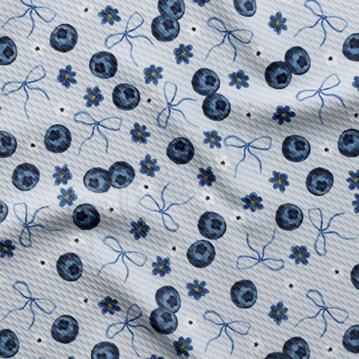 a blue and white floral print on a white background