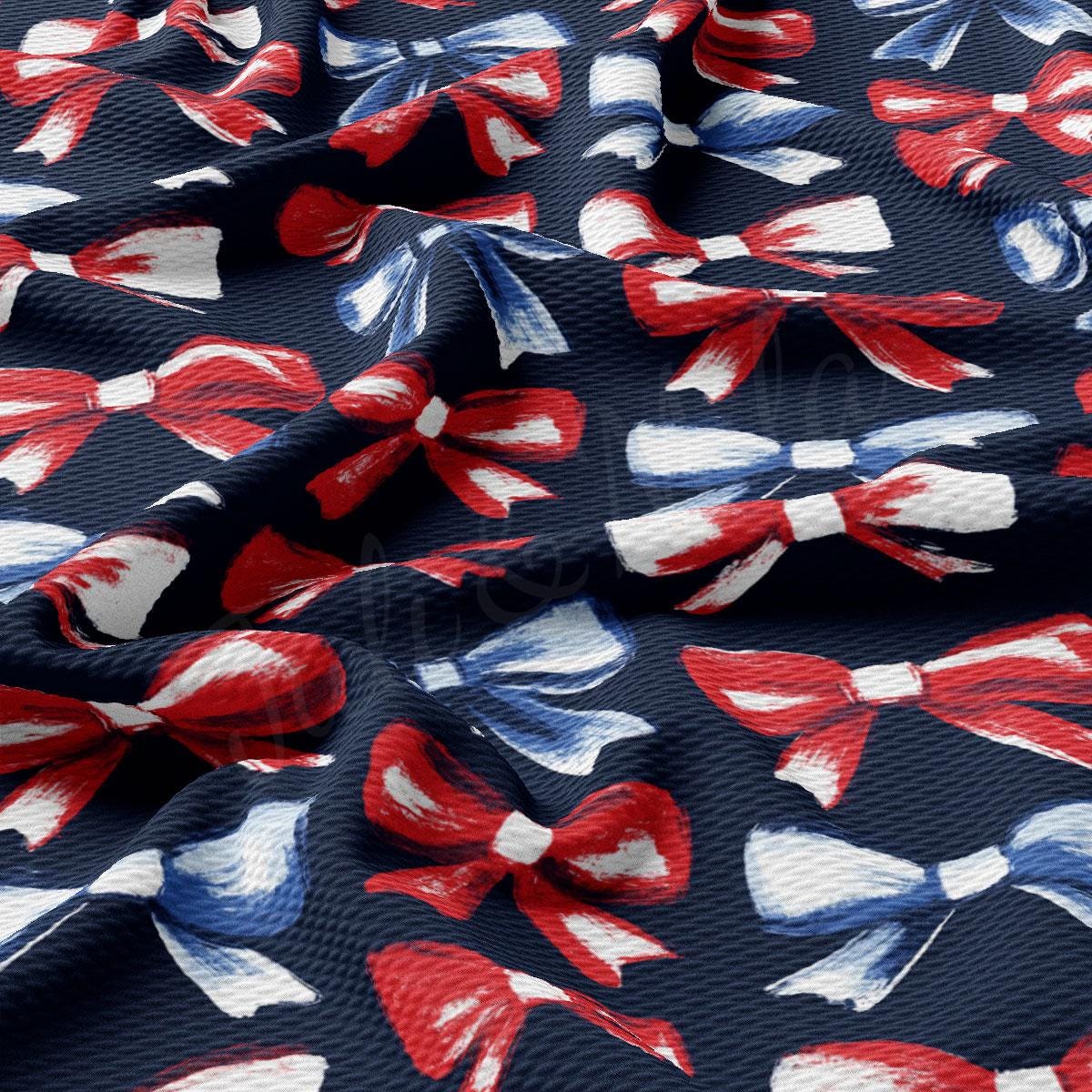 a red, white and blue bow tie on a blue background