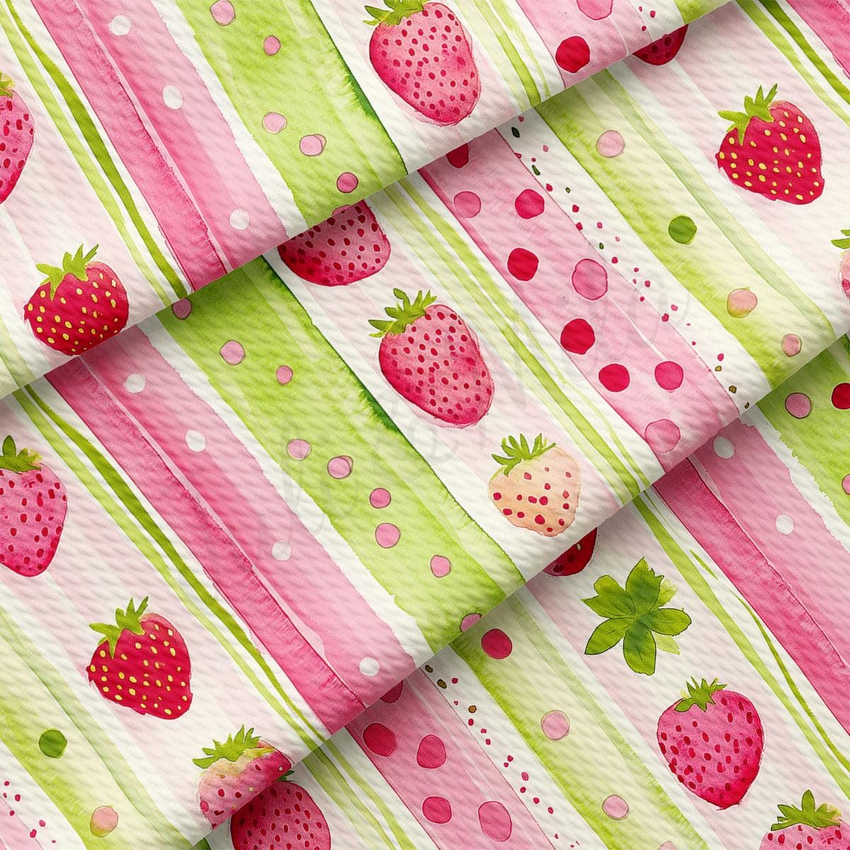 a pattern of strawberries on a pink and green background