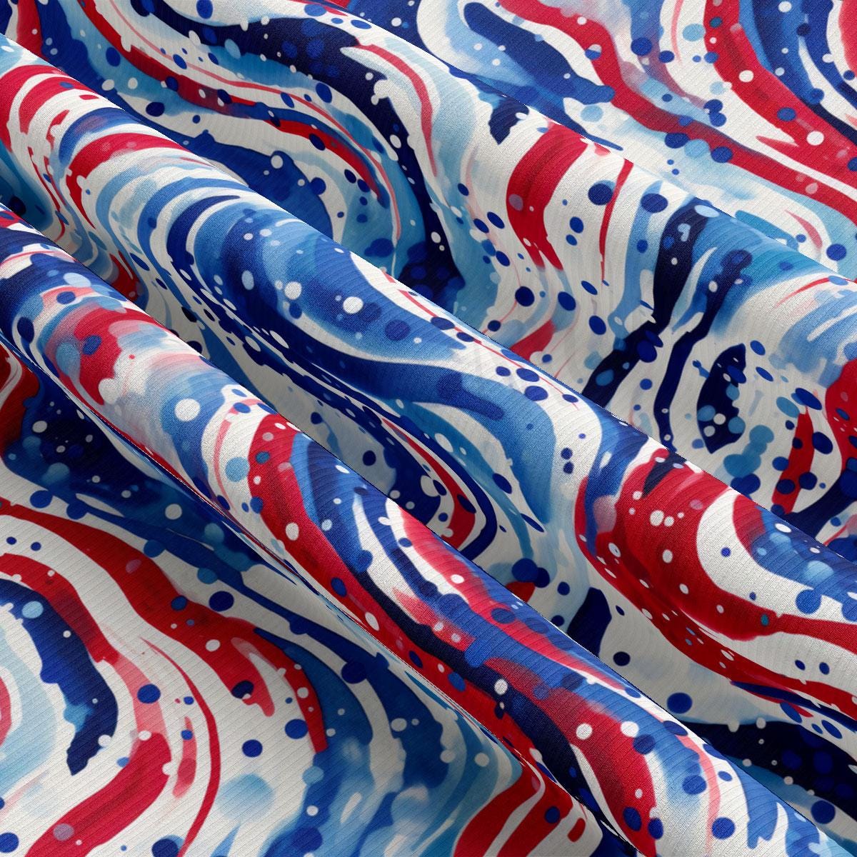a red, white, and blue fabric with red, white, and blue swirl