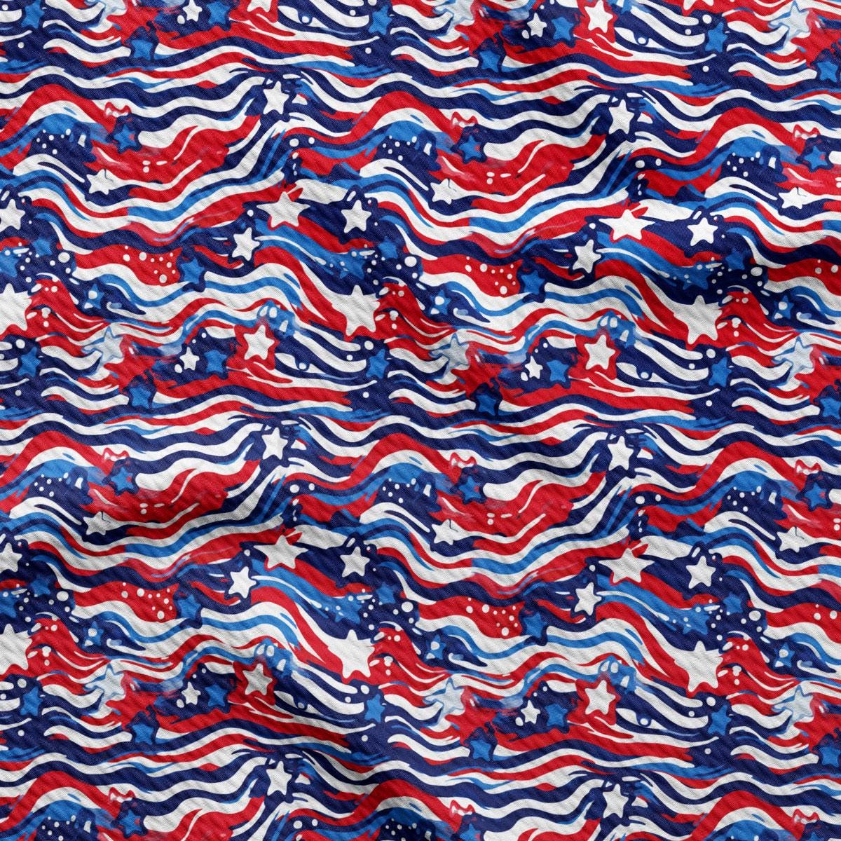 a red, white and blue american flag fabric