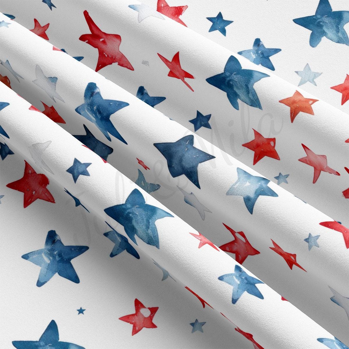 red, white and blue stars on a white background