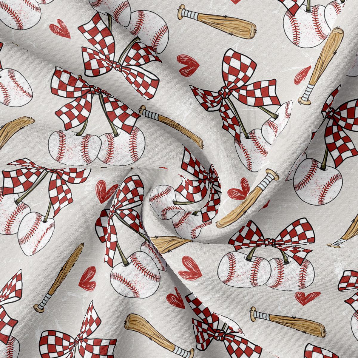 a repeating pattern of baseball-related objects, including baseballs, bats, and checkered flags, all rendered in a checkered pattern with red and white colors.