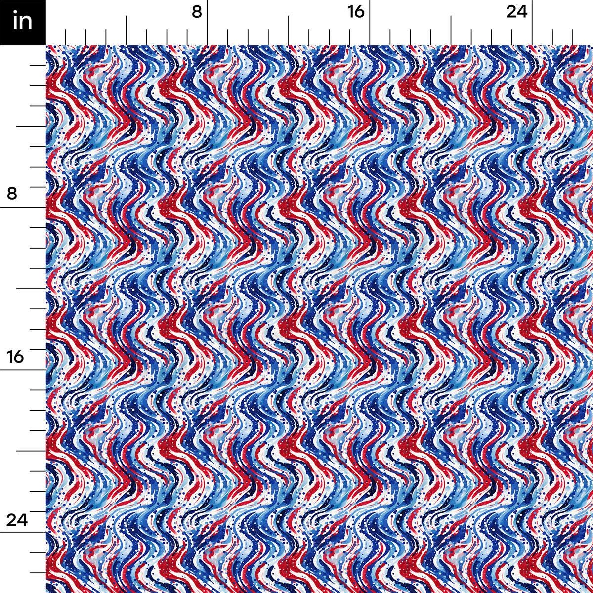 a red, white and blue wave pattern on a ruler
