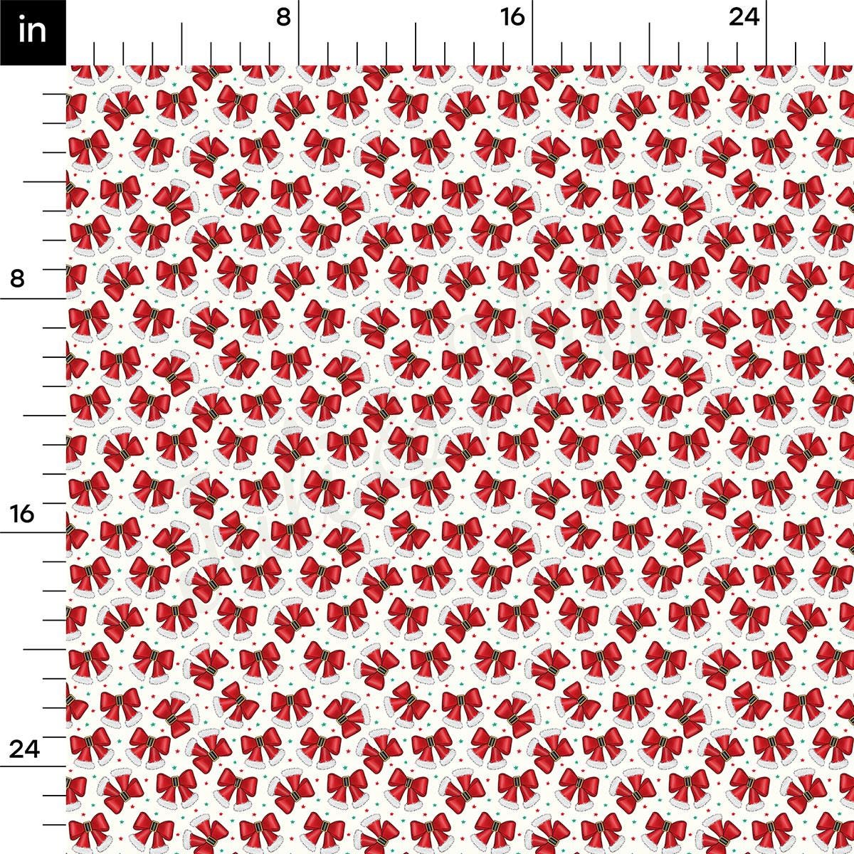 a repeating pattern of red bows on a white background, with the bows varying in size and orientation. The pattern is composed of small red bows arranged in a grid-like fashion, creating a visually striking and festive design.