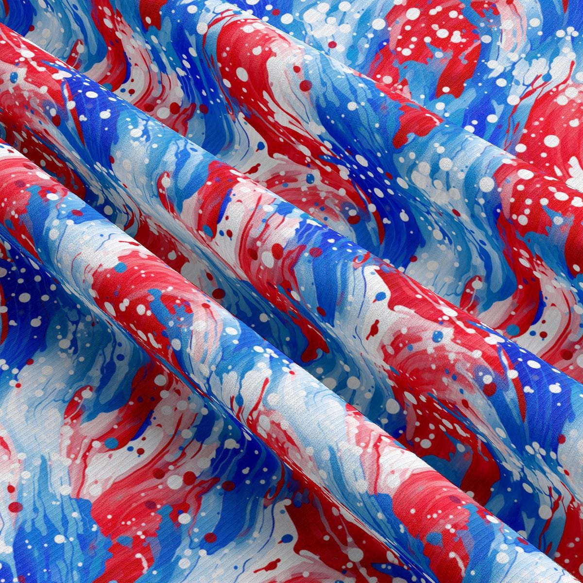 a red, white, and blue fabric with red, white, and blue paint