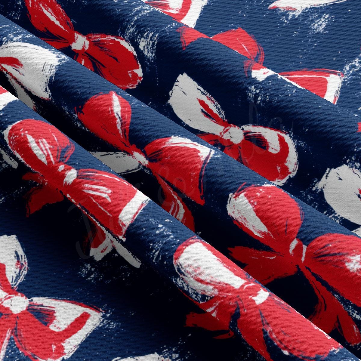 a close up of a red, white and blue pattern