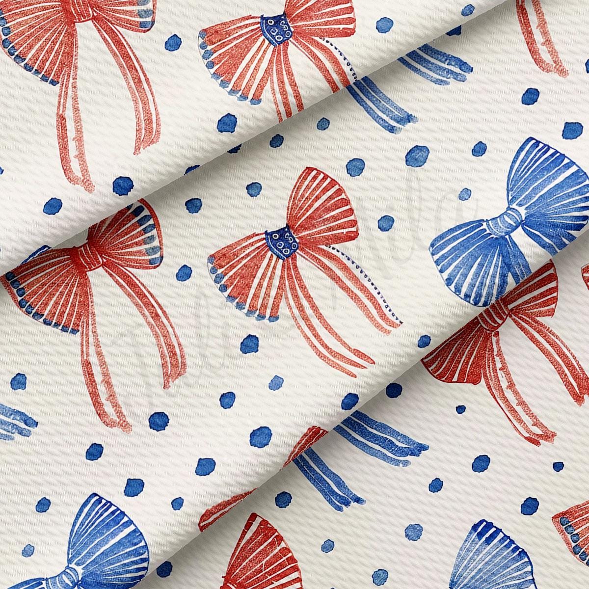 red, white and blue bows on a white background
