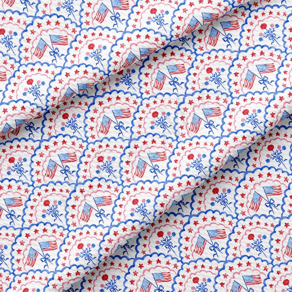 a red, white and blue pattern on a white background