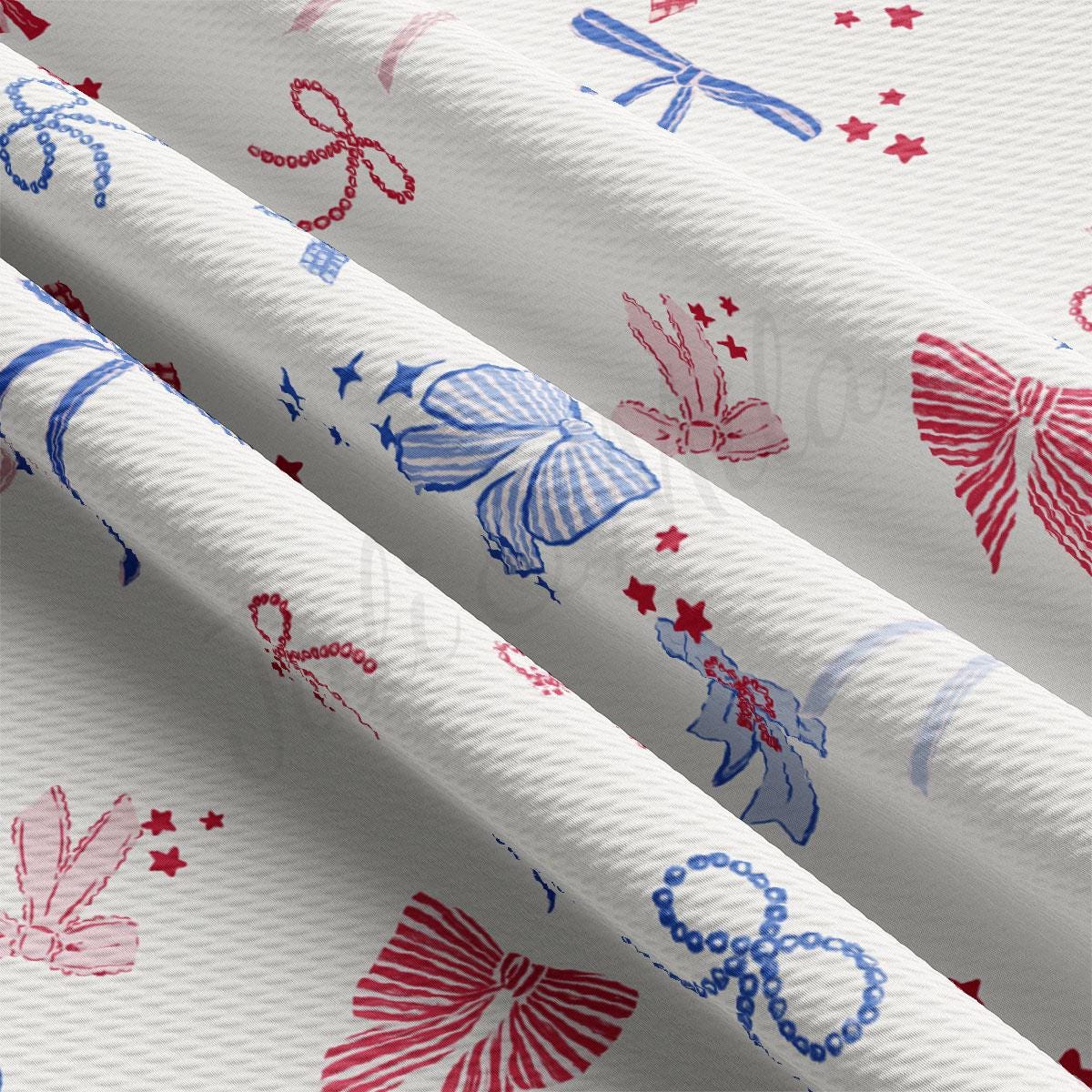 a white background with red, white and blue designs