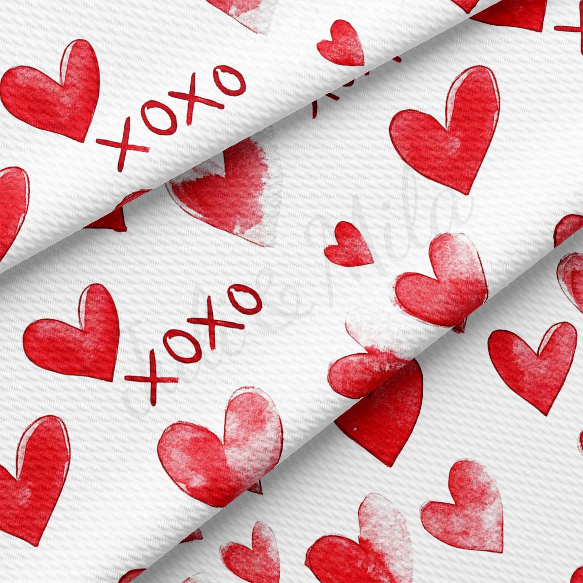 a repeating pattern of red hearts on a white background.
