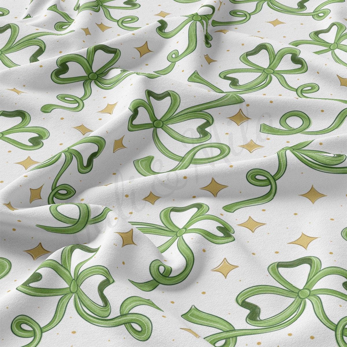 a green and gold pattern on a white background
