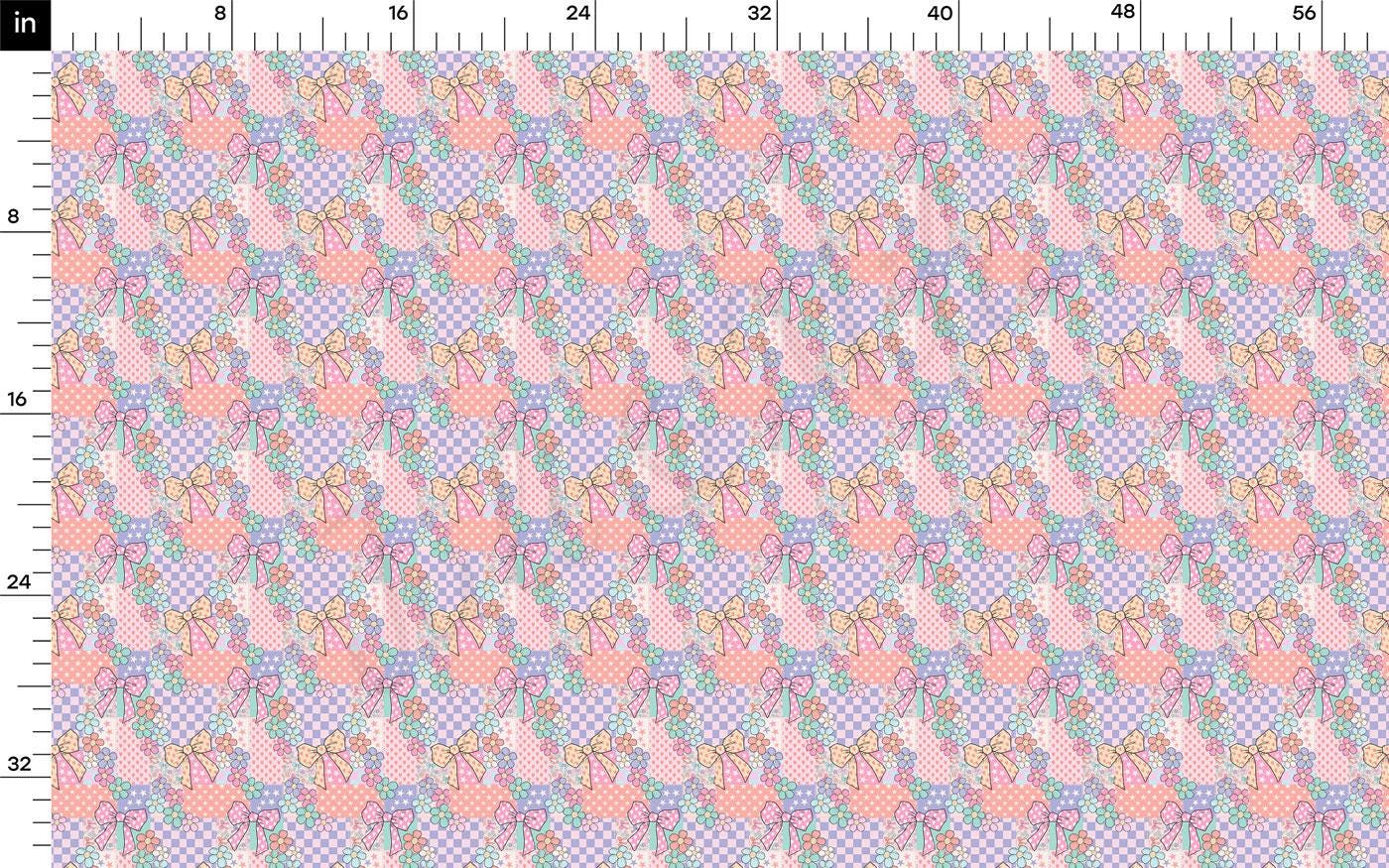 a pink and blue pattern on a white background