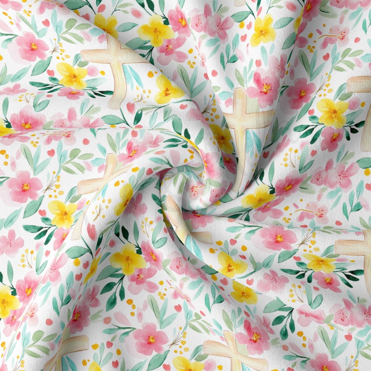 a floral print fabric with a white background
