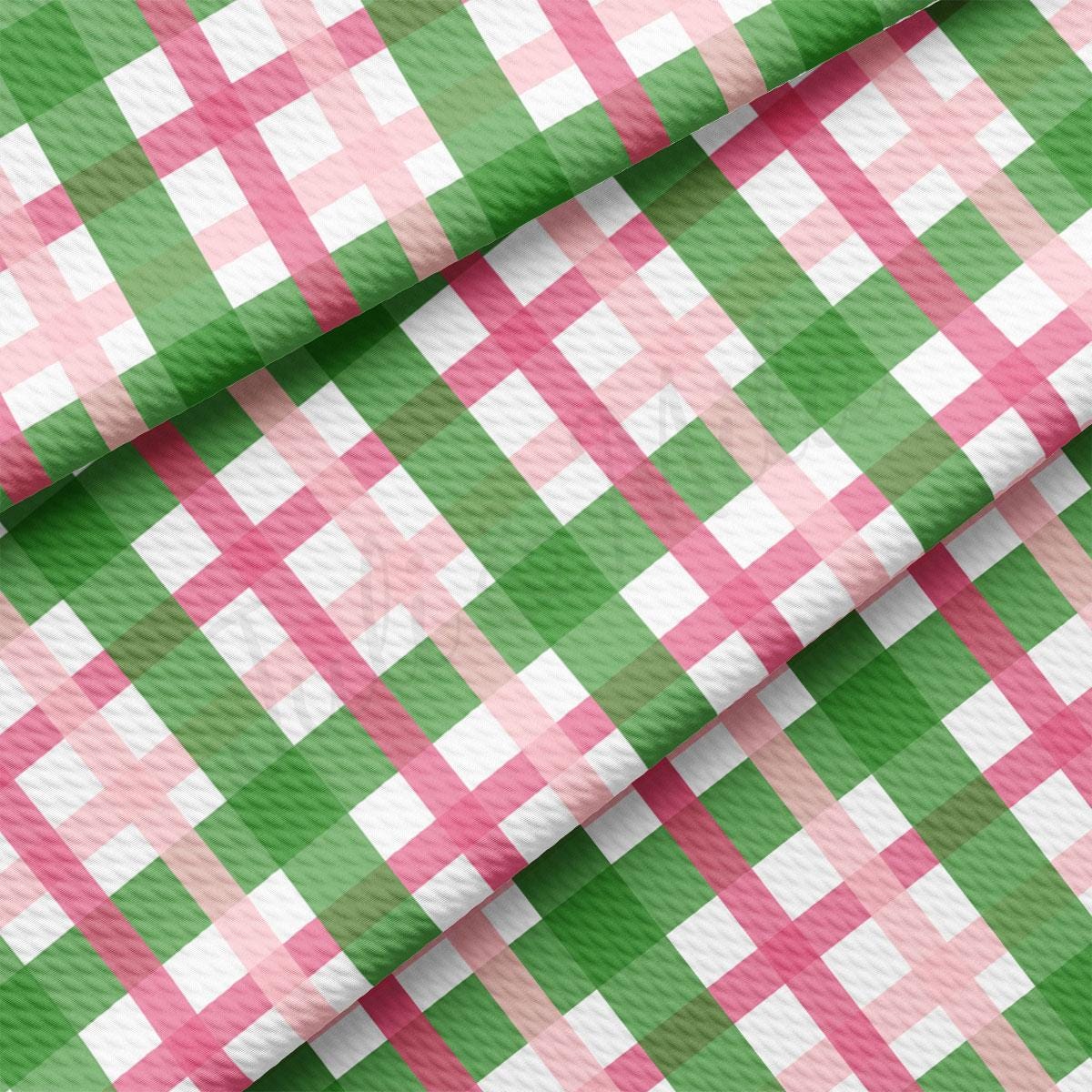 a green and pink checkered fabric