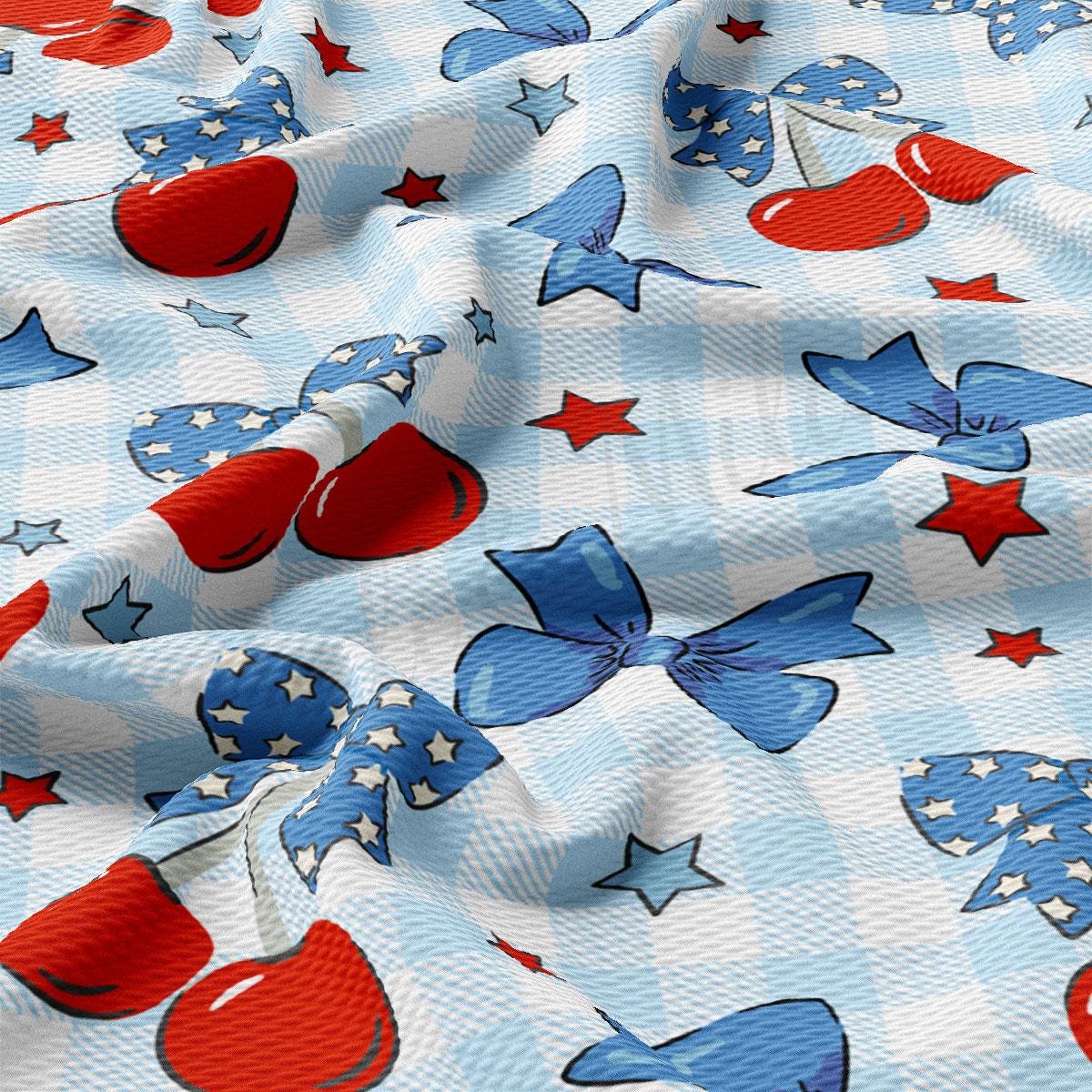 a close up of a blue and red pattern on a fabric