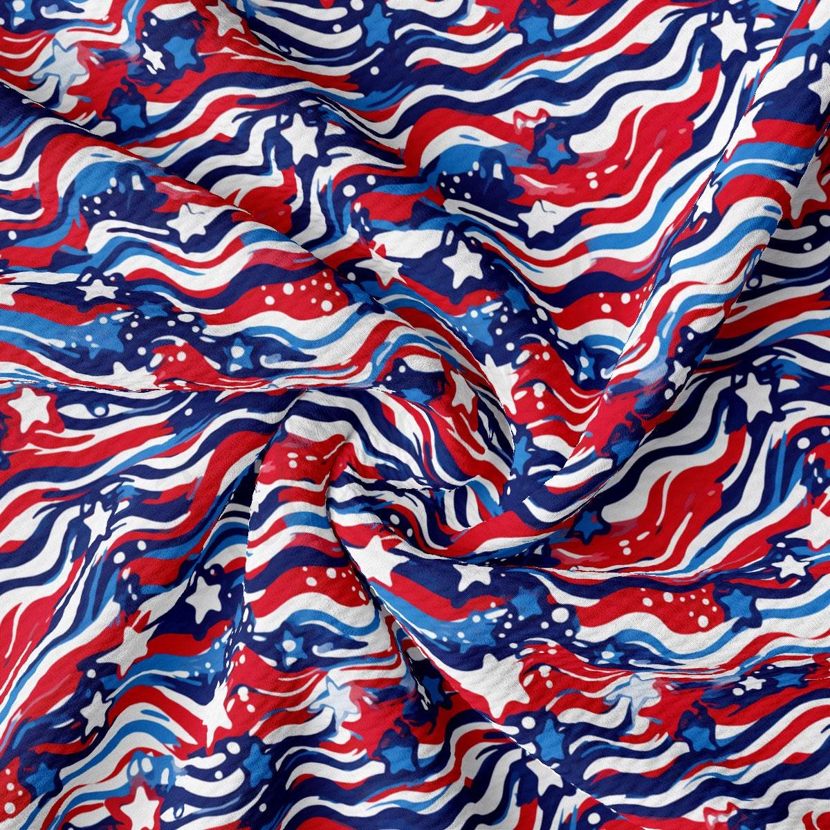 a red, white and blue fabric with stars