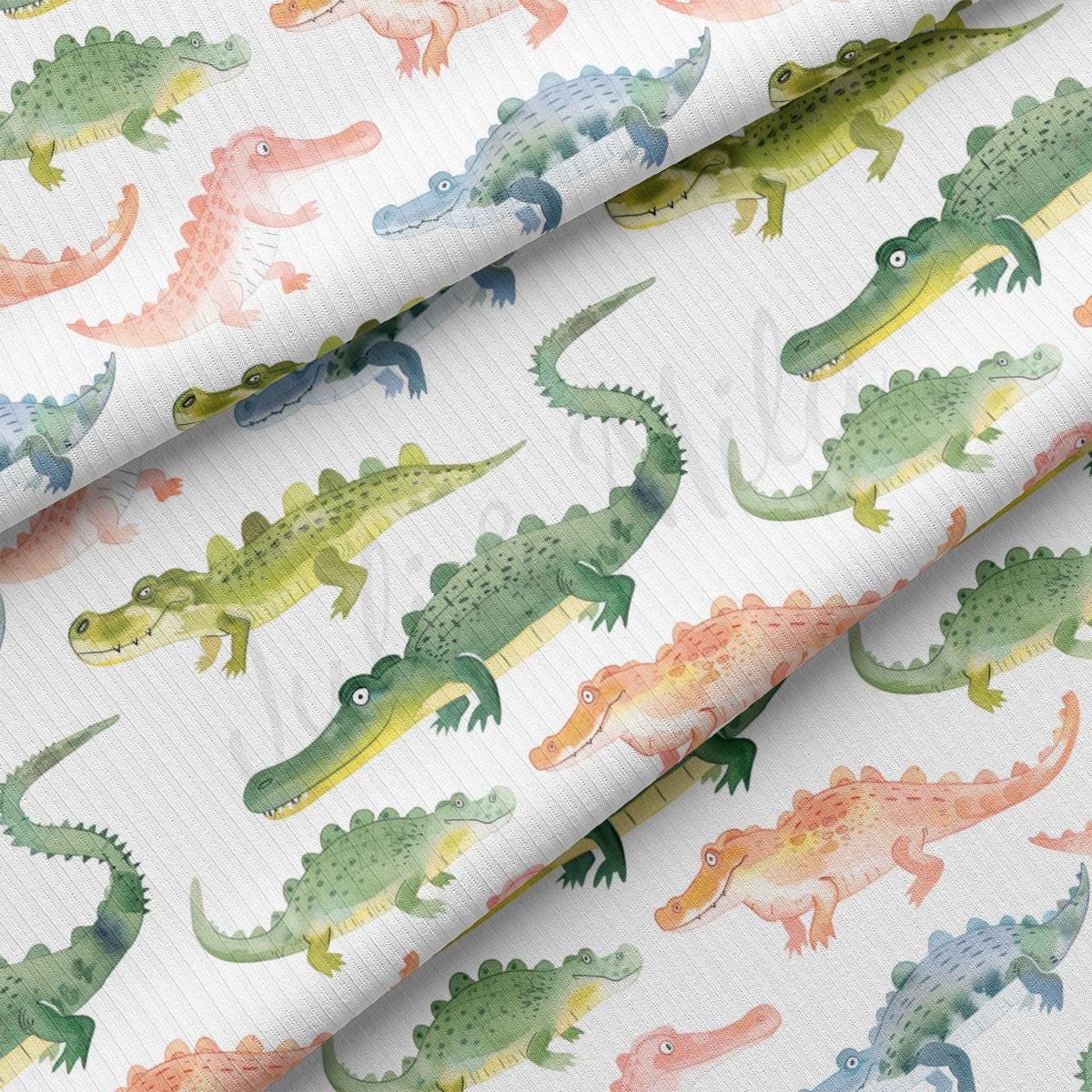 a close up of a pattern of alligators on a white background